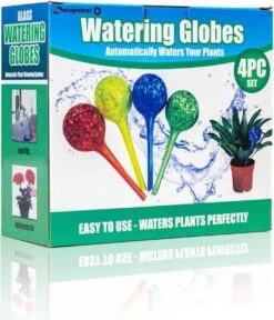 Merkloos Decopatent® 4 Stuks - Waterdruppelaar Voor Planten - Watergever - Glas - Waterbollen - Watergeefsysteem - Plantenbollen - Groen -Tuinwinkel Voor Buitenartikelen 1029x1200 1
