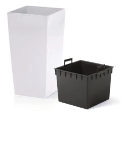 Prosperplast Kunststof Urbi Bloempot/plantenpot Met Binnenpot Wit 32 X 32 X 61 Cm - 21/49 Liter - Hoge Vierkante Bloempotten -Tuinwinkel Voor Buitenartikelen 1038x1200 5