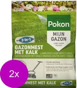 Pokon Gazonmest Met Kalk - 2 X 5kg - Mest - Geschikt Voor 2 X 75m² - 120 Dagen Voeding - Voordeelverpakking -Tuinwinkel Voor Buitenartikelen 1044x1200