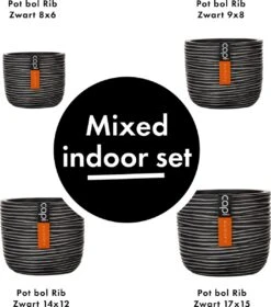 Capi Europe - Set Van 4 - Bloempot Binnen - Rib Antraciet -Tuinwinkel Voor Buitenartikelen 1058x1200