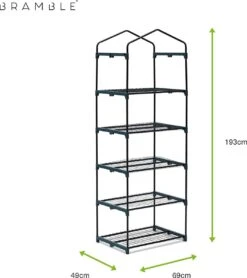 Bramble - Tuinkassen - 5 Lagen - Miniserre - Draadplanken - Gemakkelijk Te Monteren - 69 X 49 X 193 Cm -Tuinwinkel Voor Buitenartikelen 1068x1200