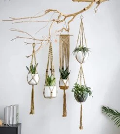 5 Stuks Luxe Jute Plantenhangers - Boho Handgeweven Katoen Hangpot Voor Binnen/Buiten - Hangende Bloempot Met Kralen - Macramé Touw/Koord Hangplant Houder - Bohemian Wandhanger Decoratie - Plant Hanger - Verticale Tuin Bloempothouder Planthanger -Tuinwinkel Voor Buitenartikelen 1074x1200 3