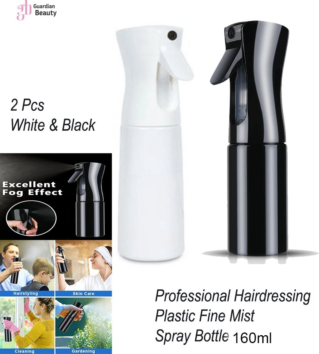 Merkloos Sibel Extreme Mist Verstuiver 160ml Zwart En Wit| Professional Hairdressing Plastic Fine Mist Spray Bottle - 2 Stucks 1 Merkloos Sibel Extreme Mist Verstuiver 160ml Zwart En Wit| Professional Hairdressing Plastic Fine Mist Spray Bottle - 2 Stucks