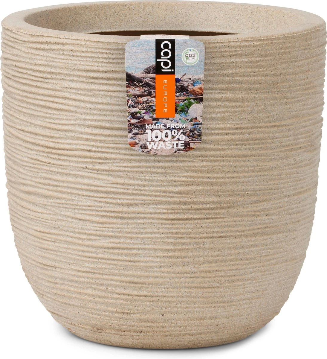 Capi Europe - Bloempot Bol Waste Rib NL - 43x41 - Terrazzo Beige - Voor Binnen En Buiten - KTBR933 1 Capi Europe - Bloempot Bol Waste Rib NL - 43x41 - Terrazzo Beige - Voor Binnen En Buiten - KTBR933