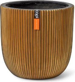 Capi Europe - Bloempot Bol Groove XL - 33x35 - Goud - Bloempot Voor Binnen - Opening ⌀28 - GVGB932