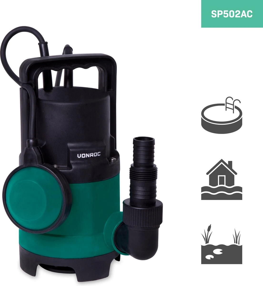 VONROC Dompelpomp/Waterpomp 400W - 8000l/h - Voor Vuil En Schoonwater - Met Vlotter 5 VONROC Dompelpomp/Waterpomp 400W - 8000l/h - Voor Vuil En Schoonwater - Met Vlotter - Afbeelding 5