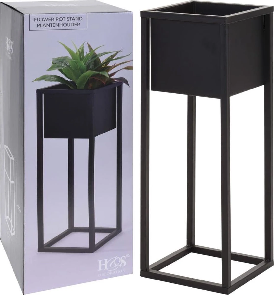 H&S Collection Home&Styling Bloempot Op Standaard 60 Cm Metaal Zwart 1 H&S Collection Home&Styling Bloempot Op Standaard 60 Cm Metaal Zwart