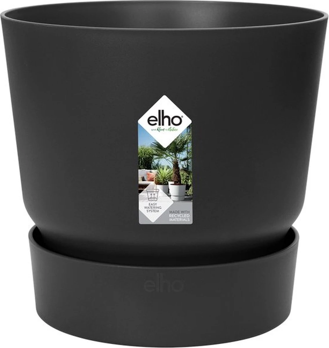 Elho Greenville Rond 40 - Grote Bloempot Voor Buiten - Gemaakt Van Gereycled Plastic - Ø 39.0 X H 36.8 Cm - Living Black 6 Elho Greenville Rond 40 - Grote Bloempot Voor Buiten - Gemaakt Van Gereycled Plastic - Ø 39.0 X H 36.8 Cm - Living Black - Afbeelding 6