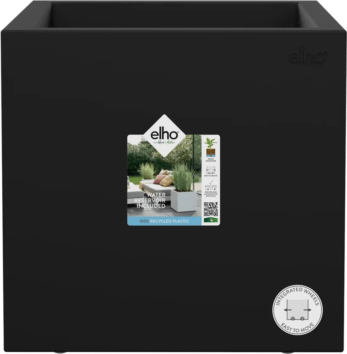 Elho Vivo Next Vierkant 30 - Plantenbak Voor Binnen & Buiten - Ø 29.5 X H 29.5 Cm - Zwart/Living Black 14 Elho Vivo Next Vierkant 30 - Plantenbak Voor Binnen & Buiten - Ø 29.5 X H 29.5 Cm - Zwart/Living Black - Afbeelding 14
