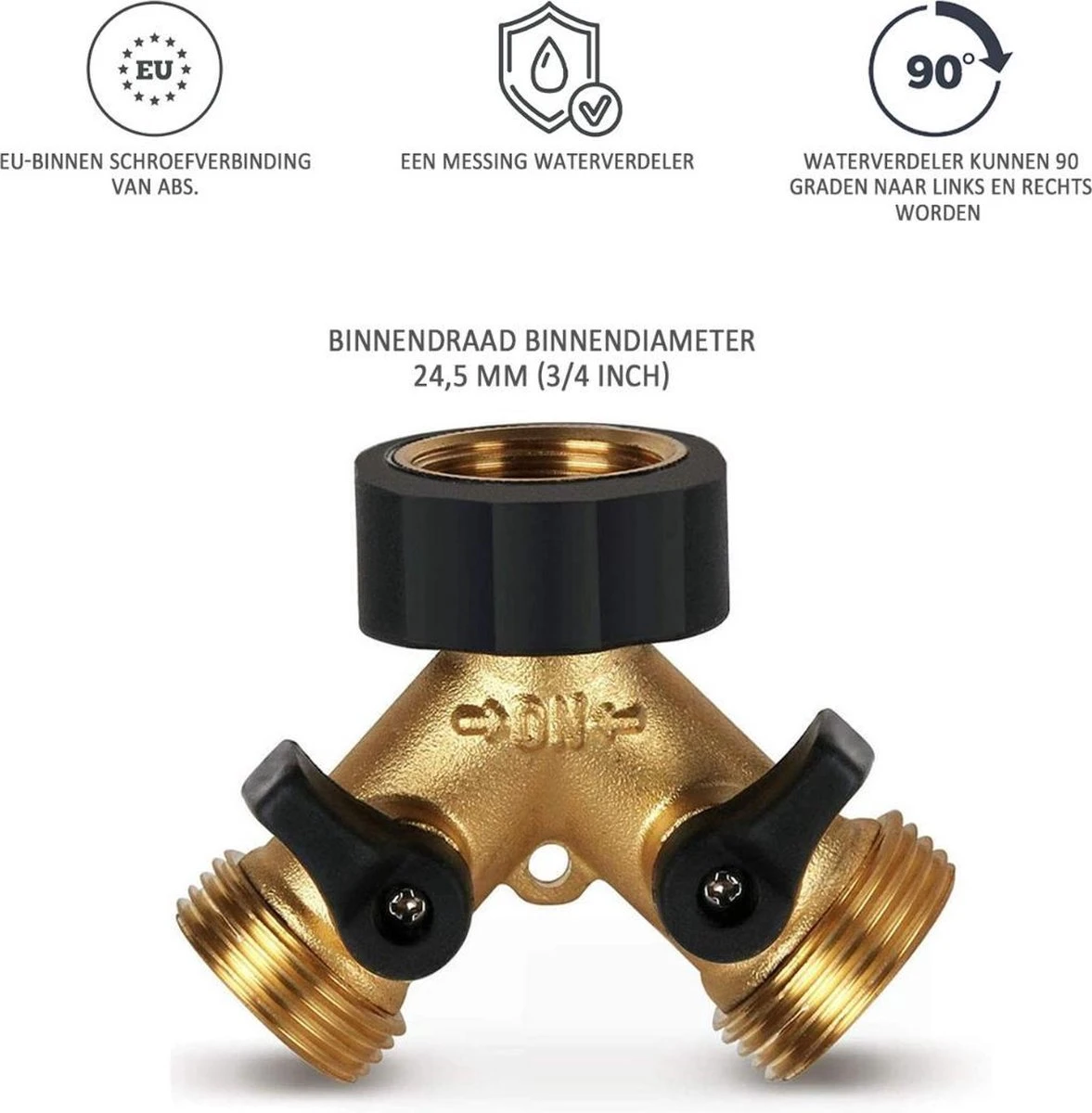 Y Stuk Kraan - Kraan Splitter - Waterverdeler - Buitenkraan - Waterverdeler 2 Weg – Messing - Afzonderlijk Af Te Sluiten 6 Y Stuk Kraan - Kraan Splitter - Waterverdeler - Buitenkraan - Waterverdeler 2 Weg – Messing - Afzonderlijk Af Te Sluiten - Afbeelding 6