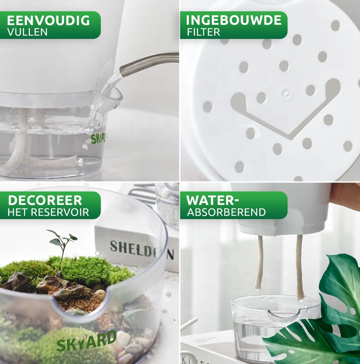 SKYARD® 3 Stuks Zelfwaterende Bloempot Maat M – Milieuvriendelijk Watergeefsysteem Kamerplanten – Zelfwatergevende Pot – Bloempot Met Waterreservoir – Selfwatering Pot – Wit 3 SKYARD® 3 Stuks Zelfwaterende Bloempot Maat M – Milieuvriendelijk Watergeefsysteem Kamerplanten – Zelfwatergevende Pot – Bloempot Met Waterreservoir – Selfwatering Pot – Wit - Afbeelding 3