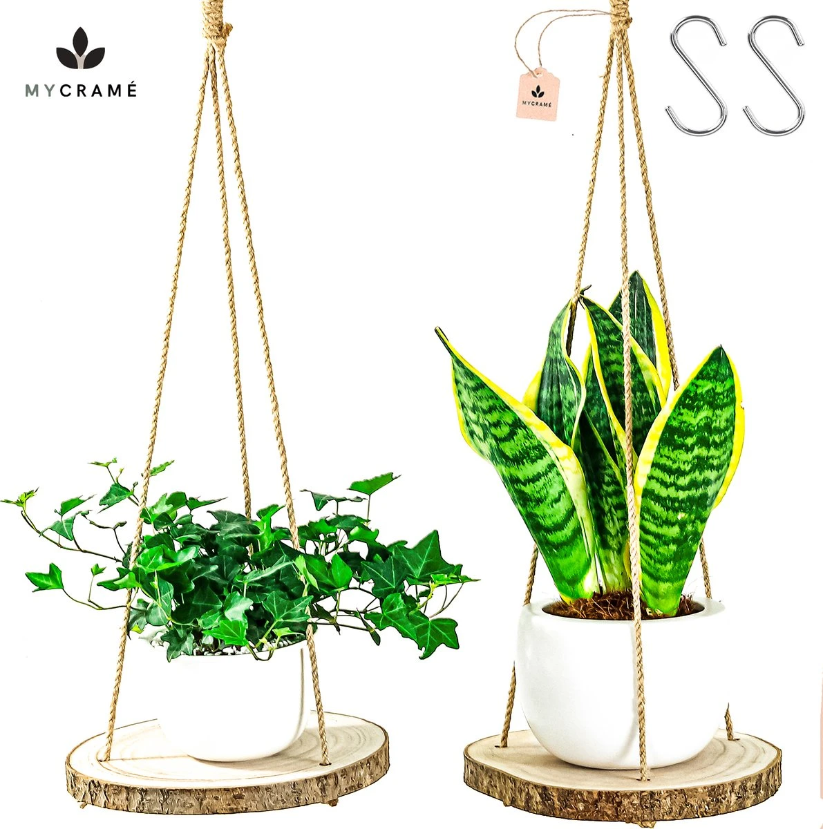 Set Van 2 Boomstam Rond Wandrek Plantenhangers - Boho Jute Houten Plantenrek - Hangpot Voor Binnen/Buiten - Hangende Bloempot Plank - Hangplant Houder - Bohemian Macrame Stijl Wandhanger - Hangplank Plant Hanger - Planthanger - Ø Rond 25-20cm 1 Set Van 2 Boomstam Rond Wandrek Plantenhangers - Boho Jute Houten Plantenrek - Hangpot Voor Binnen/Buiten - Hangende Bloempot Plank - Hangplant Houder - Bohemian Macrame Stijl Wandhanger - Hangplank Plant Hanger - Planthanger - Ø Rond 25-20cm