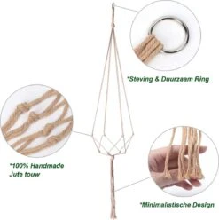 9 Stuks Jute Macrame Plantenhangers - Boho Handgeweven Katoen Hangpot Voor Binnen/Buiten - Hangende Bloempot Met Kralen - Macramé Touw/Koord Hangplant Houder - Bohemian Wandhanger Decoratie - Plant Hanger - Verticale Tuin Bloempothouder Planthanger -Tuinwinkel Voor Buitenartikelen 1193x1200 4