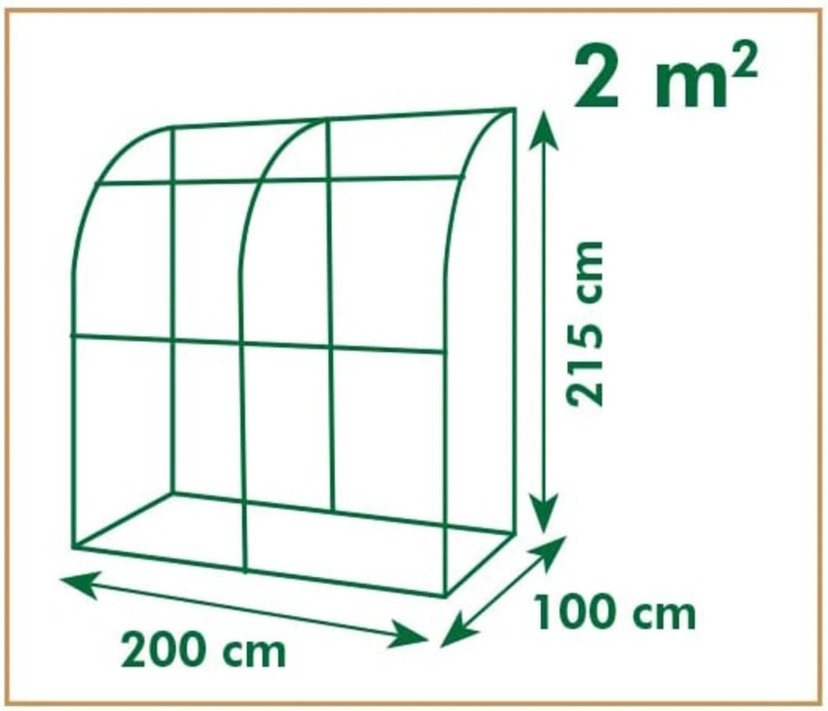 Nature - Kas - Muurkas - H215 X 200 X 100cm - Groen 4 Nature - Kas - Muurkas - H215 X 200 X 100cm - Groen - Afbeelding 4