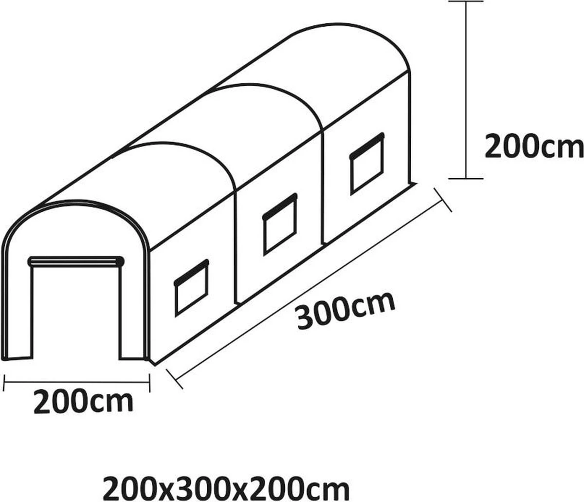 Merkloos Tunnelkas Met Staalstructuur IPOMEA 6m² - L300xB200xH200 Cm L 200 Cm X H 200 Cm X D 300 Cm 2 Merkloos Tunnelkas Met Staalstructuur IPOMEA 6m² - L300xB200xH200 Cm L 200 Cm X H 200 Cm X D 300 Cm - Afbeelding 2