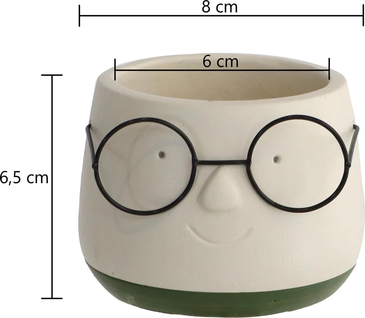 2x Bloempot Met Gezicht - Ø8 X H6,5 Cm - Bloempotten Voor Binnen Met Bril/Face/Hoofd 6 2x Bloempot Met Gezicht - Ø8 X H6,5 Cm - Bloempotten Voor Binnen Met Bril/Face/Hoofd - Afbeelding 6