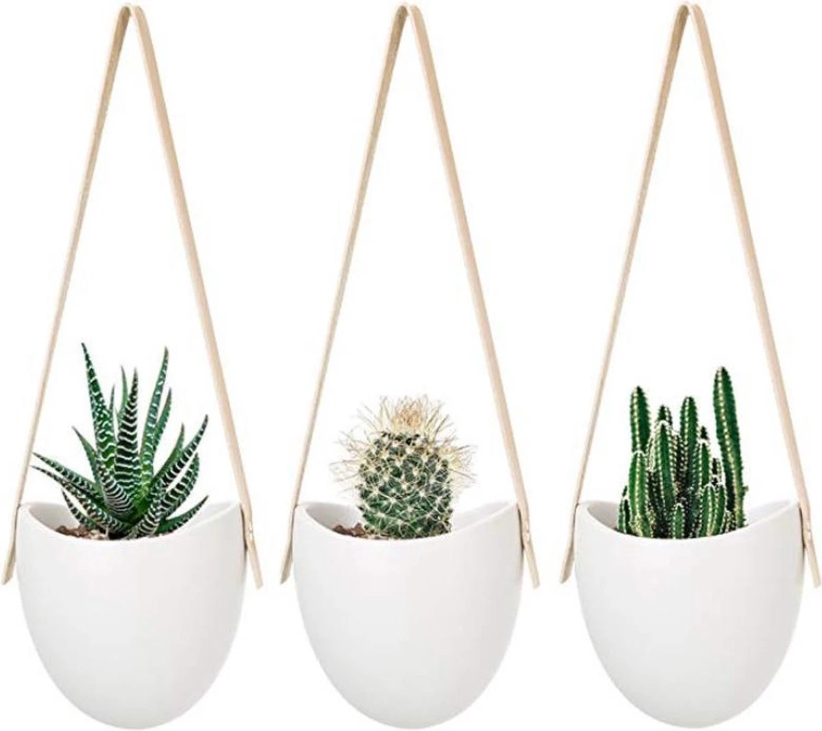 Merkloos Plantenhanger Keramiek – Set Van 3 – Steen- Hangpot – Hangende Bloempot Plantenpot Met 3 Verschillende Koorden – 12 X 11 X 9.5 Cm 1 Merkloos Plantenhanger Keramiek – Set Van 3 – Steen- Hangpot – Hangende Bloempot Plantenpot Met 3 Verschillende Koorden – 12 X 11 X 9.5 Cm