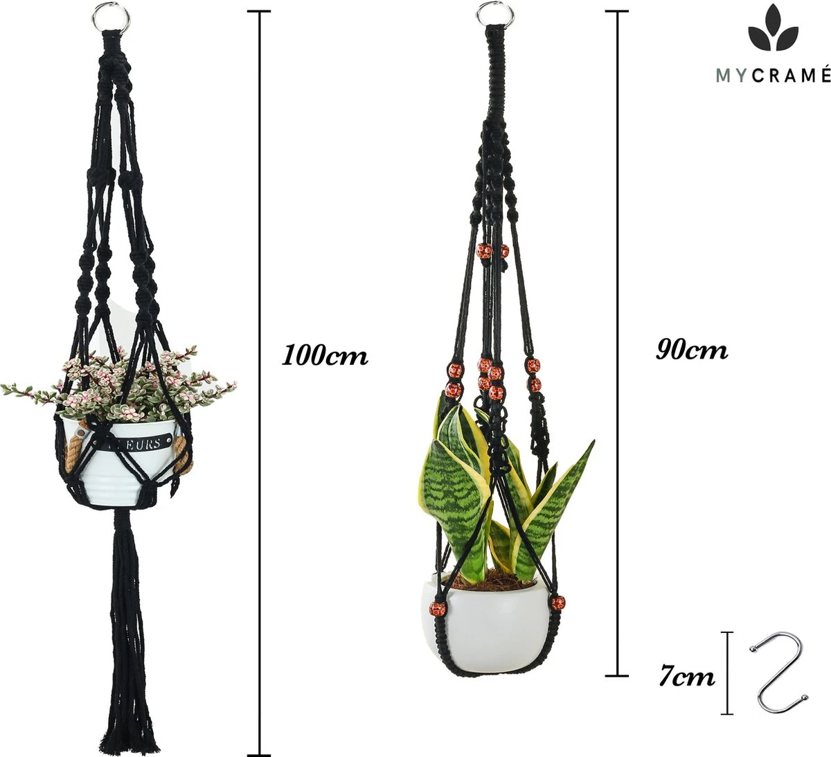 4 Stuks Zwarte Macrame Plantenhangers - Boho Handgeweven Katoen Hangpot Voor Binnen/Buiten - Hangende Bloempot Met Kralen - Macramé Touw/Koord Hangplant Houder - Bohemian Wandhanger Decoratie - Plant Hanger - Verticale Tuin Bloempothouder Planthanger 8 4 Stuks Zwarte Macrame Plantenhangers - Boho Handgeweven Katoen Hangpot Voor Binnen/Buiten - Hangende Bloempot Met Kralen - Macramé Touw/Koord Hangplant Houder - Bohemian Wandhanger Decoratie - Plant Hanger - Verticale Tuin Bloempothouder Planthanger - Afbeelding 8