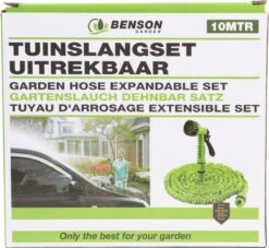 Benson - Tuinslang - Fexibel - 10 Meter - Tuinslang Met Koppeling - Spuitpistool - Groen -Tuinwinkel Voor Buitenartikelen 1200x1105 1