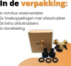 Horvitus Waterverdeler 2 Weg - Y Stuk Kraan Splitter - Voor Europese Kranen - Messing -Tuinwinkel Voor Buitenartikelen 1200x1111