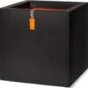 Capi Europe - Bloempot Vierkant Smooth NL - 40x40x40 - Zwart - Voor Binnen En Buiten - KBL903