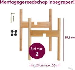 Gadgy Bamboe Plantenstandaard 2 St - Plantentafel - Plantentafeltje Voor Binnen - Plantenrek - Uitschuifbaar - Hout - Ø 20 Tot 30 Cm -Tuinwinkel Voor Buitenartikelen 1200x1124 1