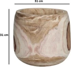 Mica Decorations Pia Bloempot - H31 X Ø31 Cm - Paulownia Hout - Lichtbruin -Tuinwinkel Voor Buitenartikelen 1200x1124