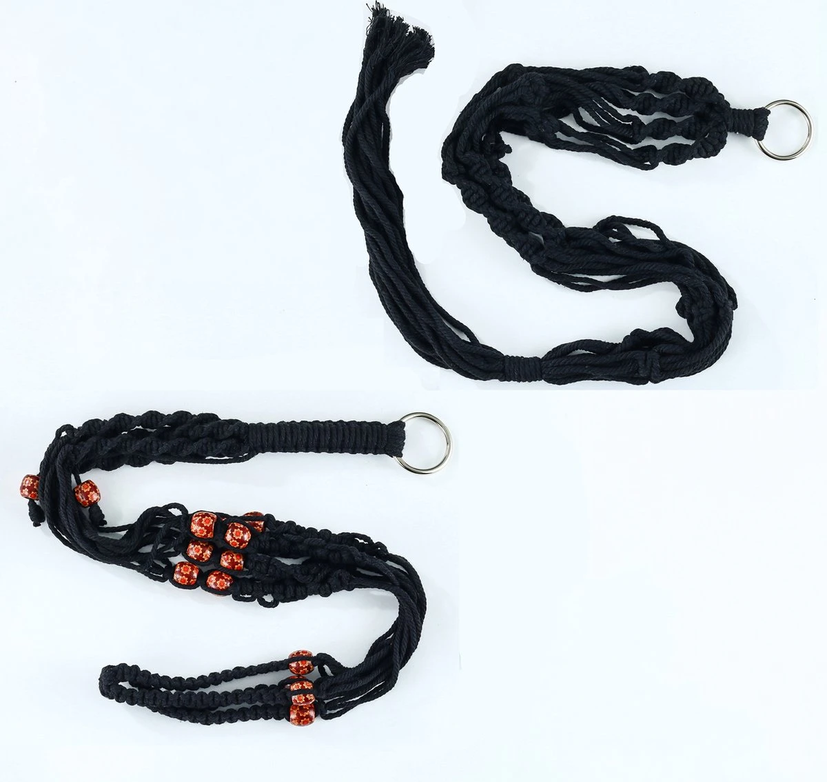 4 Stuks Zwarte Macrame Plantenhangers - Boho Handgeweven Katoen Hangpot Voor Binnen/Buiten - Hangende Bloempot Met Kralen - Macramé Touw/Koord Hangplant Houder - Bohemian Wandhanger Decoratie - Plant Hanger - Verticale Tuin Bloempothouder Planthanger 3 4 Stuks Zwarte Macrame Plantenhangers - Boho Handgeweven Katoen Hangpot Voor Binnen/Buiten - Hangende Bloempot Met Kralen - Macramé Touw/Koord Hangplant Houder - Bohemian Wandhanger Decoratie - Plant Hanger - Verticale Tuin Bloempothouder Planthanger - Afbeelding 3