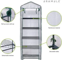 Bramble - Tuinkassen - 5 Lagen - Miniserre - Draadplanken - Gemakkelijk Te Monteren - 69 X 49 X 193 Cm -Tuinwinkel Voor Buitenartikelen 1200x1152 2