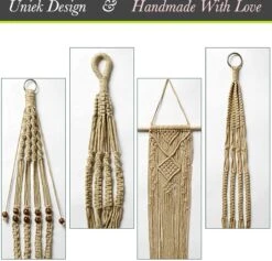 4 Stuks Luxe Jute Plantenhangers - Boho Handgeweven Katoen Hangpot Voor Binnen/Buiten - Hangende Bloempot Met Kralen - Macramé Touw/Koord Hangplant Houder - Bohemian Wandhanger Decoratie - Plant Hanger - Verticale Tuin Bloempothouder Planthanger -Tuinwinkel Voor Buitenartikelen 1200x1152 5