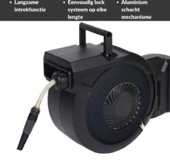 Buxibo - Wandslangenbox 20 Meter + 2 Meter - Tuinslang Met Haspel - 9 Sproei Standen - Slangenhouder 180° Draaibaar - Tuinslanghaspel Zwart+ Gratis Sproeier - Zwart -Tuinwinkel Voor Buitenartikelen 1200x1161