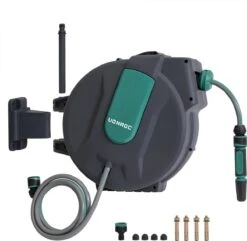 VONROC Automatische Slanghaspel – Incl. 25m Tuinslang, Aansluitslang, Spuitstuk, Koppelingen & Kraanaansluiting -Tuinwinkel Voor Buitenartikelen 1200x1170 1