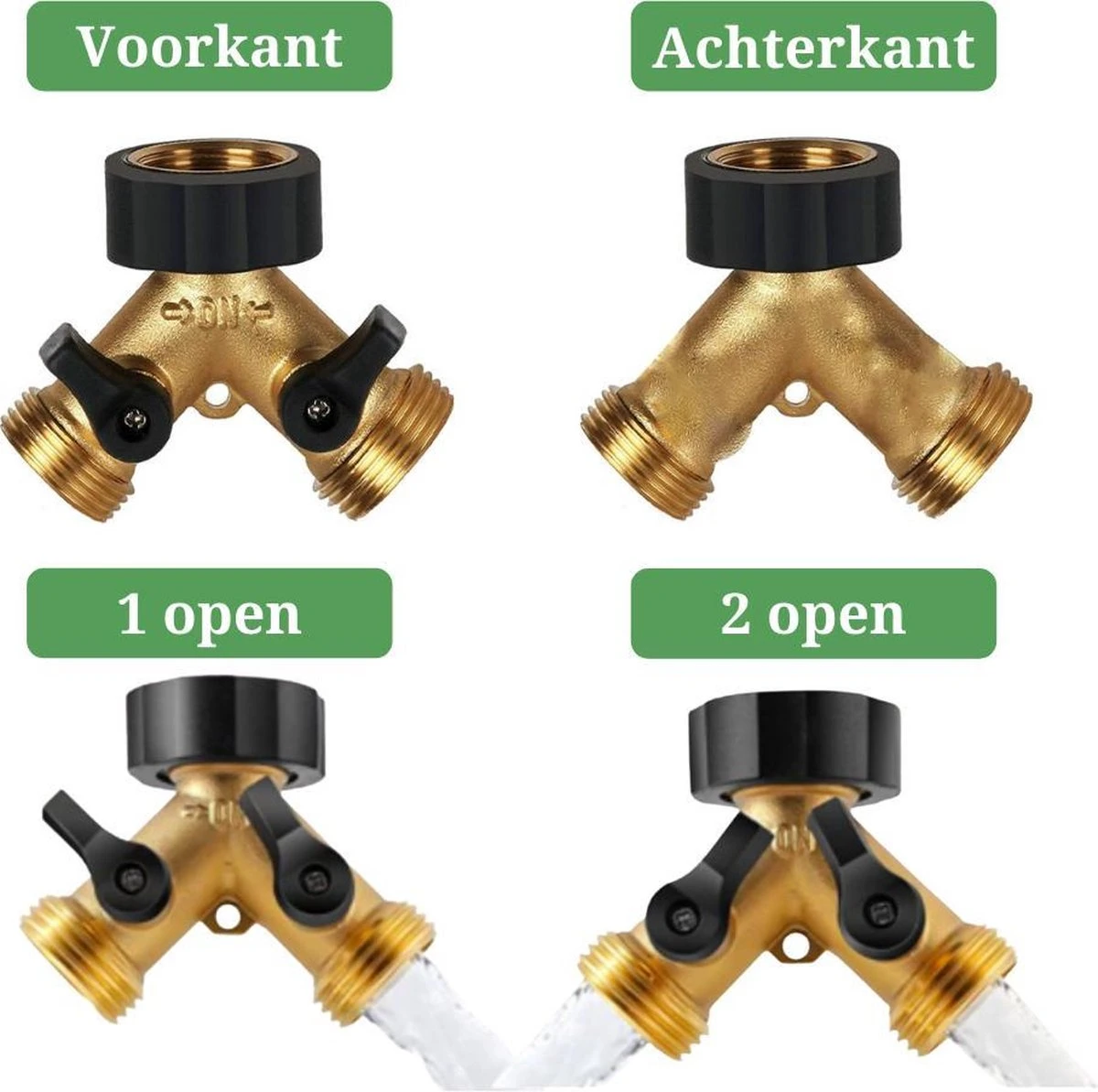 Y Stuk Kraan - Kraan Splitter - Waterverdeler - Buitenkraan - Waterverdeler 2 Weg – Messing - Afzonderlijk Af Te Sluiten 7 Y Stuk Kraan - Kraan Splitter - Waterverdeler - Buitenkraan - Waterverdeler 2 Weg – Messing - Afzonderlijk Af Te Sluiten - Afbeelding 7