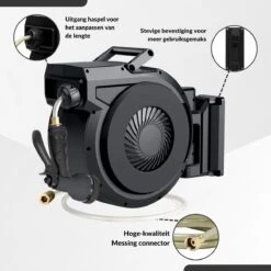 Buxibo - Wandslangenbox 20 Meter + 2 Meter - Tuinslang Met Haspel - 9 Sproei Standen - Slangenhouder 180° Draaibaar - Tuinslanghaspel Zwart+ Gratis Sproeier - Zwart -Tuinwinkel Voor Buitenartikelen 1200x1200 104