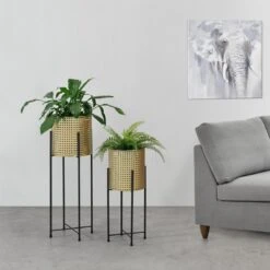 Bloempot Op Standaard Mol Set Van 2 Zwart En Goud -Tuinwinkel Voor Buitenartikelen 1200x1200 1052