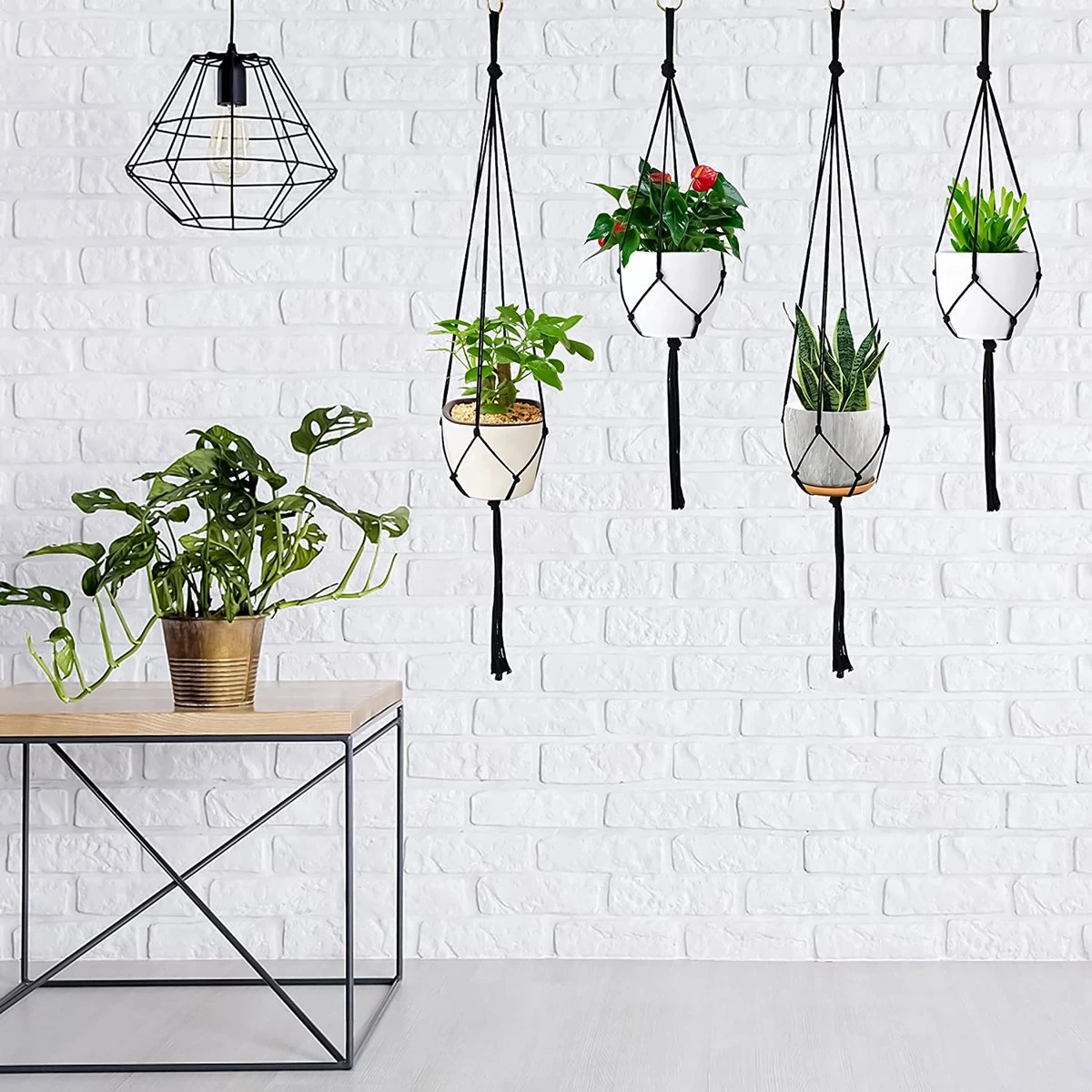 9 Stuks Zwart Macrame Plantenhangers - Boho Handgeweven Katoen Hangpot Voor Binnen/Buiten - Hangende Bloempot Met Kralen - Macramé Touw/Koord Hangplant Houder - Bohemian Wandhanger Decoratie - Plant Hanger - Verticale Tuin Bloempothouder Planthanger 10 9 Stuks Zwart Macrame Plantenhangers - Boho Handgeweven Katoen Hangpot Voor Binnen/Buiten - Hangende Bloempot Met Kralen - Macramé Touw/Koord Hangplant Houder - Bohemian Wandhanger Decoratie - Plant Hanger - Verticale Tuin Bloempothouder Planthanger - Afbeelding 10