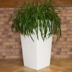 Prosperplast Kunststof Urbi Bloempot/plantenpot Met Binnenpot Wit 32 X 32 X 61 Cm - 21/49 Liter - Hoge Vierkante Bloempotten -Tuinwinkel Voor Buitenartikelen 1200x1200 1112