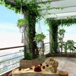 9 Stuks Jute Macrame Plantenhangers - Boho Handgeweven Katoen Hangpot Voor Binnen/Buiten - Hangende Bloempot Met Kralen - Macramé Touw/Koord Hangplant Houder - Bohemian Wandhanger Decoratie - Plant Hanger - Verticale Tuin Bloempothouder Planthanger -Tuinwinkel Voor Buitenartikelen 1200x1200 1149