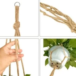 9 Stuks Jute Macrame Plantenhangers - Boho Handgeweven Katoen Hangpot Voor Binnen/Buiten - Hangende Bloempot Met Kralen - Macramé Touw/Koord Hangplant Houder - Bohemian Wandhanger Decoratie - Plant Hanger - Verticale Tuin Bloempothouder Planthanger -Tuinwinkel Voor Buitenartikelen 1200x1200 1150