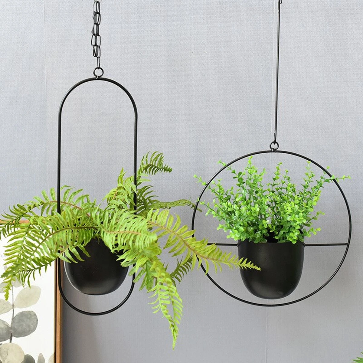 Be-Inspired® Hangende Bloempot Ovaal - Bloempot Binnen - Voor Hangplant – Plant Bloem Pot Met Opknoping – Plantenhanger - Plantenbak - Industrieel – Scandinavisch - Metaal - Zwart 7 Be-Inspired® Hangende Bloempot Ovaal - Bloempot Binnen - Voor Hangplant – Plant Bloem Pot Met Opknoping – Plantenhanger - Plantenbak - Industrieel – Scandinavisch - Metaal - Zwart - Afbeelding 7