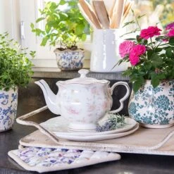 Clayre & Eef Bloempot Ø 21x17 Cm Beige Groen Keramiek Rond Bloemen Bloempot Binnen Plantenpot Plant Pot -Tuinwinkel Voor Buitenartikelen 1200x1200 1196