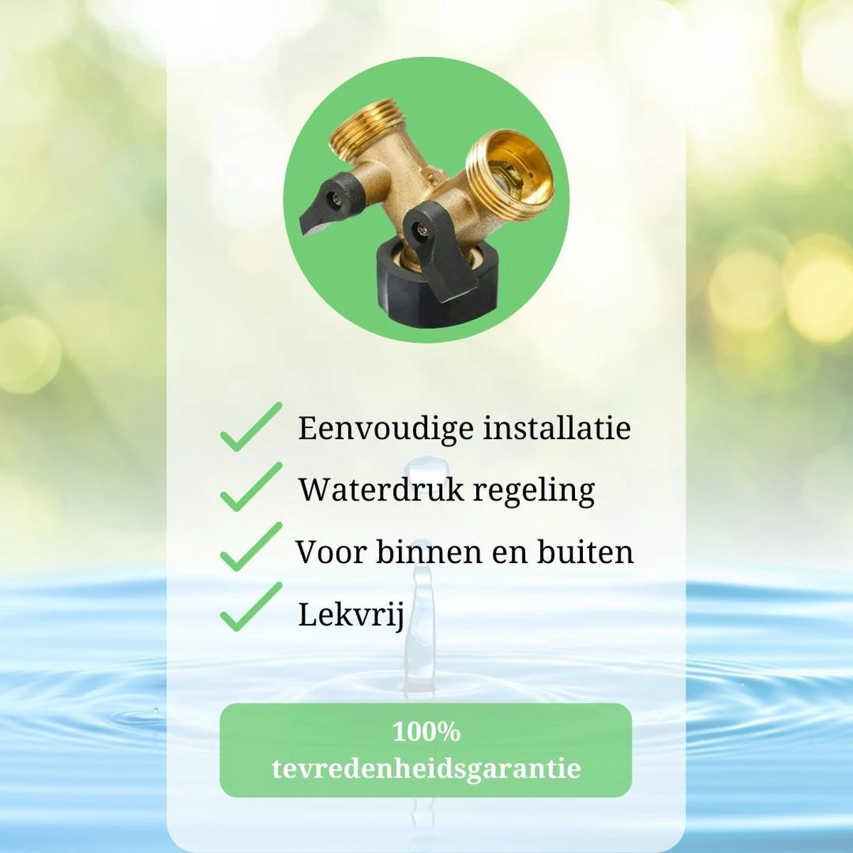Y Stuk Kraan - Kraan Splitter - Waterverdeler - Buitenkraan - Waterverdeler 2 Weg – Messing - Afzonderlijk Af Te Sluiten 8 Y Stuk Kraan - Kraan Splitter - Waterverdeler - Buitenkraan - Waterverdeler 2 Weg – Messing - Afzonderlijk Af Te Sluiten - Afbeelding 8