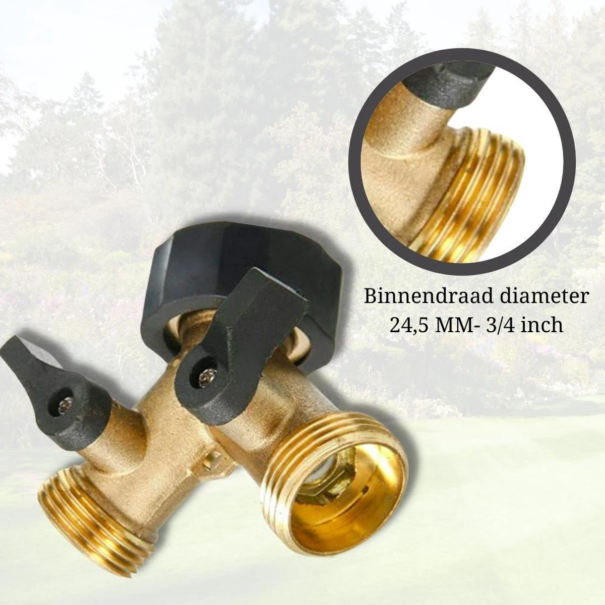 Y Stuk Kraan - Kraan Splitter - Waterverdeler - Buitenkraan - Waterverdeler 2 Weg – Messing - Afzonderlijk Af Te Sluiten 9 Y Stuk Kraan - Kraan Splitter - Waterverdeler - Buitenkraan - Waterverdeler 2 Weg – Messing - Afzonderlijk Af Te Sluiten - Afbeelding 9