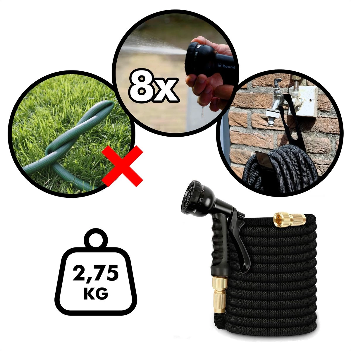 In Round Flexibele Tuinslang – 22,5 Meter – Sproeikop, Tuinslanghouder 4 In Round Flexibele Tuinslang – 22,5 Meter – Sproeikop, Tuinslanghouder - Afbeelding 4