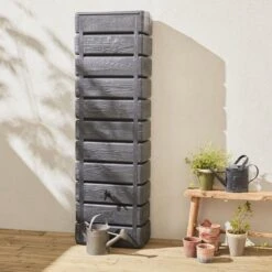 Regenton Muurtank, Grandval 300L, Antraciet Kunststof, Imitatiehout, Met Gootaansluitset Inbegrepen -Tuinwinkel Voor Buitenartikelen 1200x1200 213