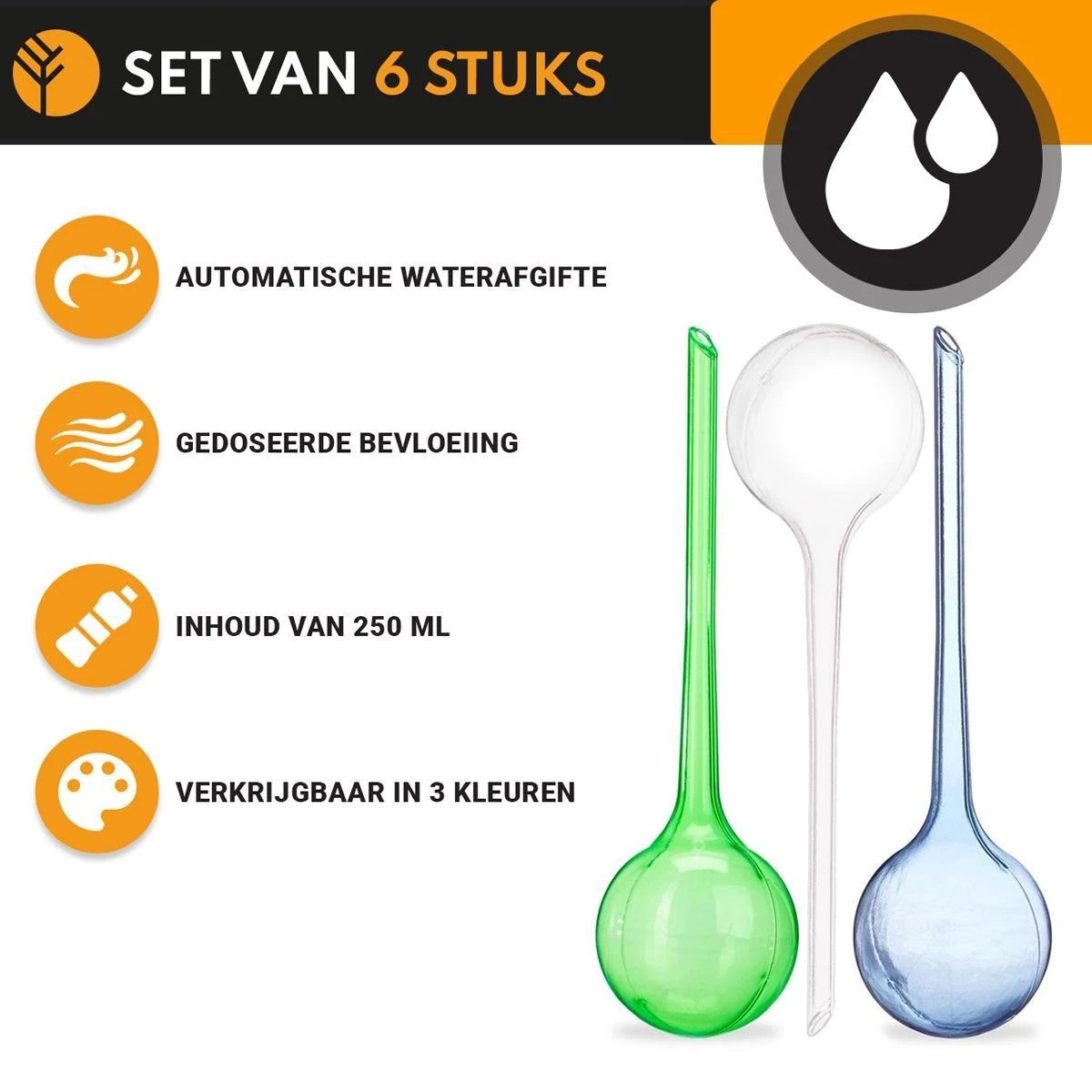 Waterdruppelaar Set Van 6 Stuks Voor Planten Transparant – 27 CM – Automatisch Watergeefsysteem Voor Kamerplanten – Planten Watergever Met Druppelsysteem – Waterbol 2 Waterdruppelaar Set Van 6 Stuks Voor Planten Transparant – 27 CM – Automatisch Watergeefsysteem Voor Kamerplanten – Planten Watergever Met Druppelsysteem – Waterbol - Afbeelding 2