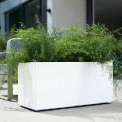 Elho Vivo Matt Finish Lang Wielen 90 - Grote Staande Plantenbak Voor Binnen & Buiten - Gemaakt Van Gereycled Plastic - L 39 X W 88 X H 41 Cm - Wit -Tuinwinkel Voor Buitenartikelen 1200x1200 771