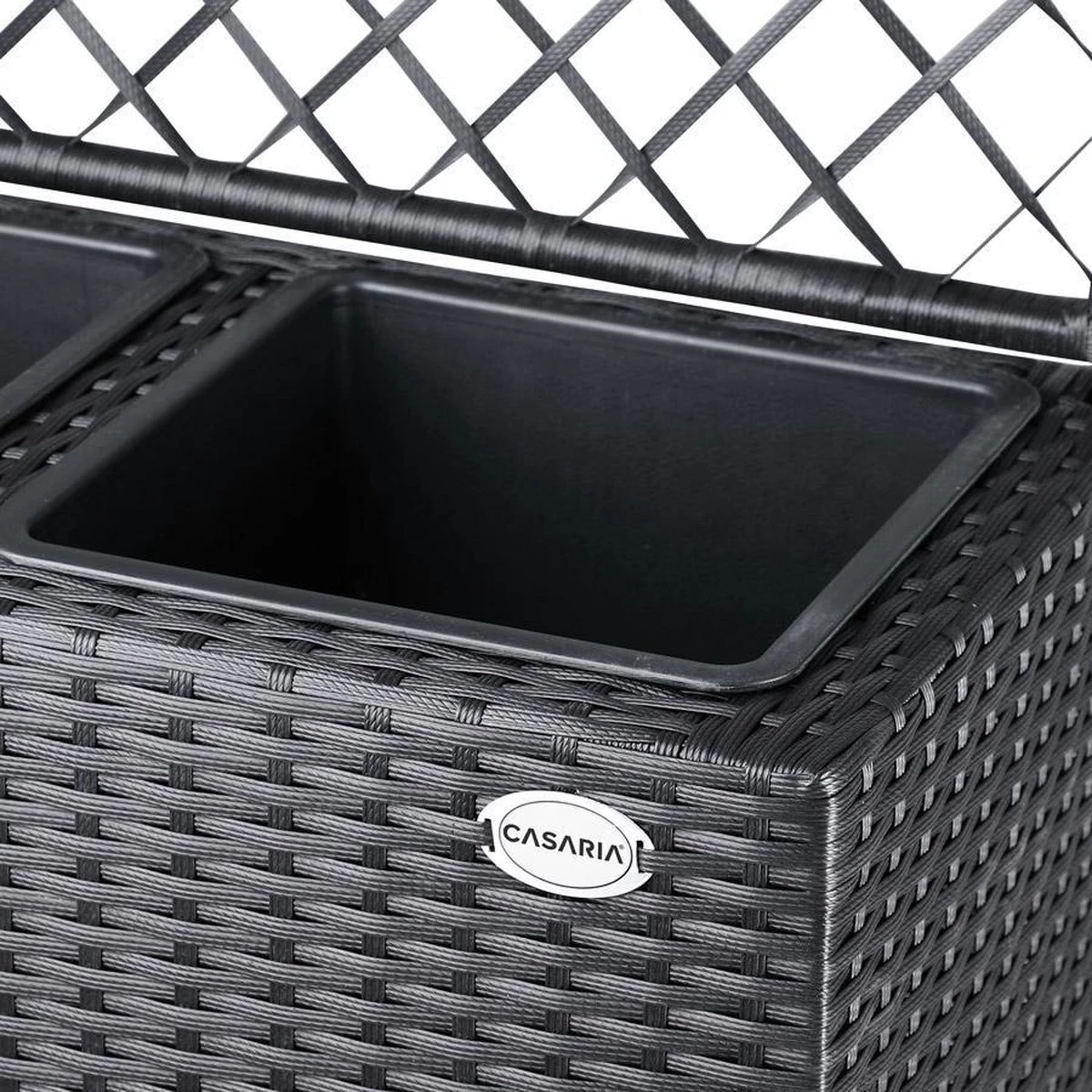 Casaria Polyrattan Plantenbak - Met Klimoprek - 3 Bakken Zwart 9 Casaria Polyrattan Plantenbak - Met Klimoprek - 3 Bakken Zwart - Afbeelding 9
