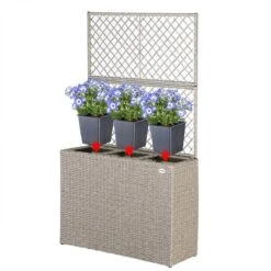 Casaria Polyrattan Bloembak – 3 Bakken Klimophek - Crème -Tuinwinkel Voor Buitenartikelen 1200x1200 782