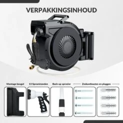 Buxibo - Wandslangenbox 20 Meter + 2 Meter - Tuinslang Met Haspel - 9 Sproei Standen - Slangenhouder 180° Draaibaar - Tuinslanghaspel Zwart+ Gratis Sproeier - Zwart -Tuinwinkel Voor Buitenartikelen 1200x1200 99